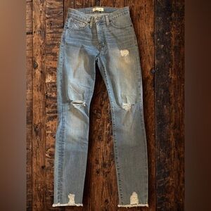 Madewell High Rise Distressed Light Blue Jeans